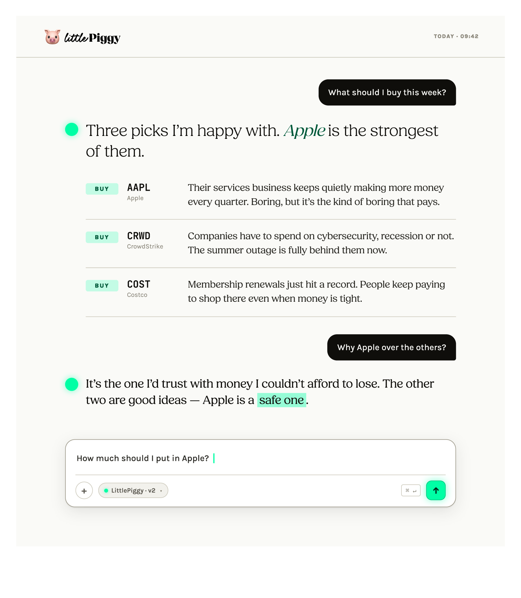 LittlePiggy — Conversational AI investing advisor
