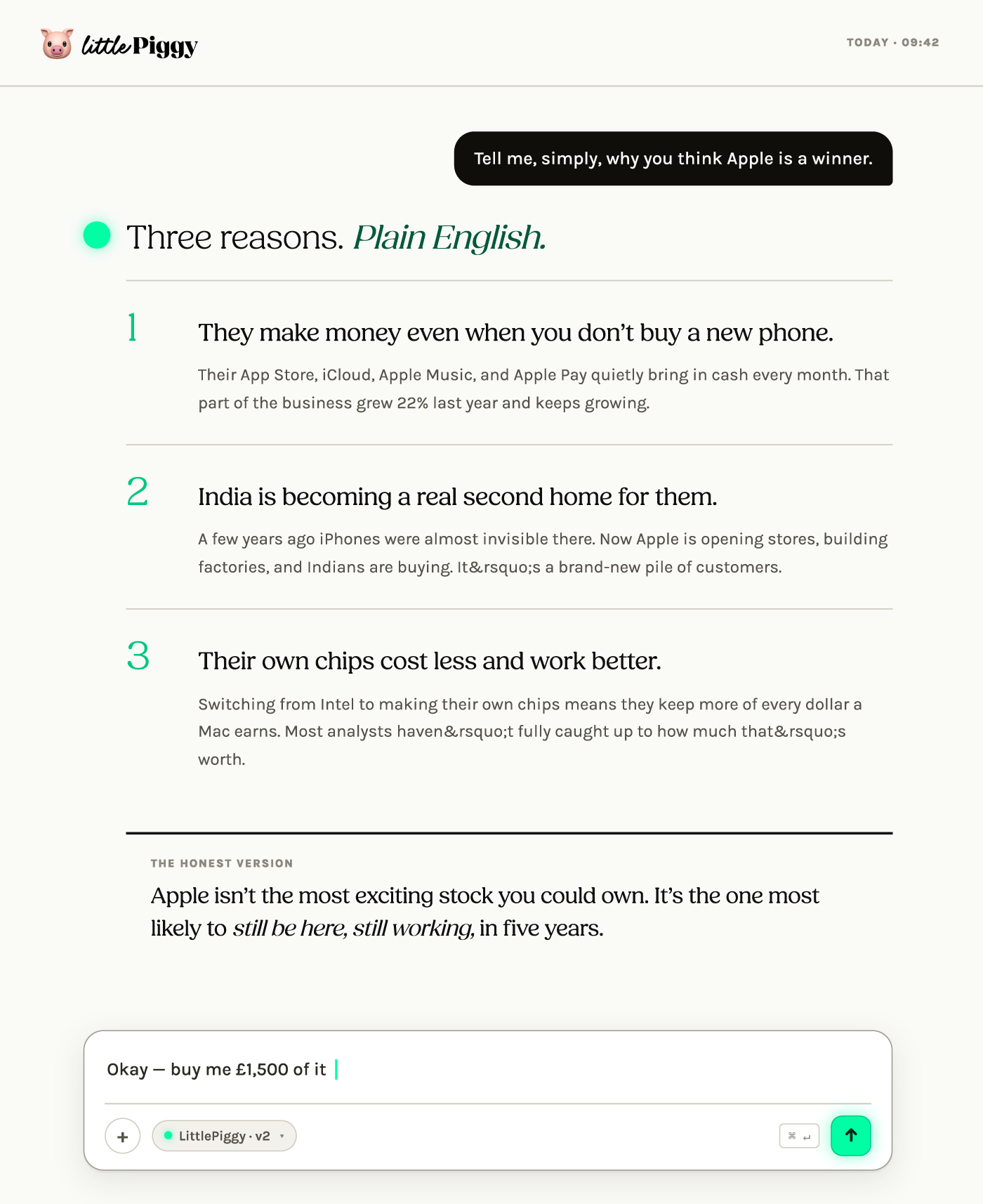 LittlePiggy — Conversational AI investing advisor