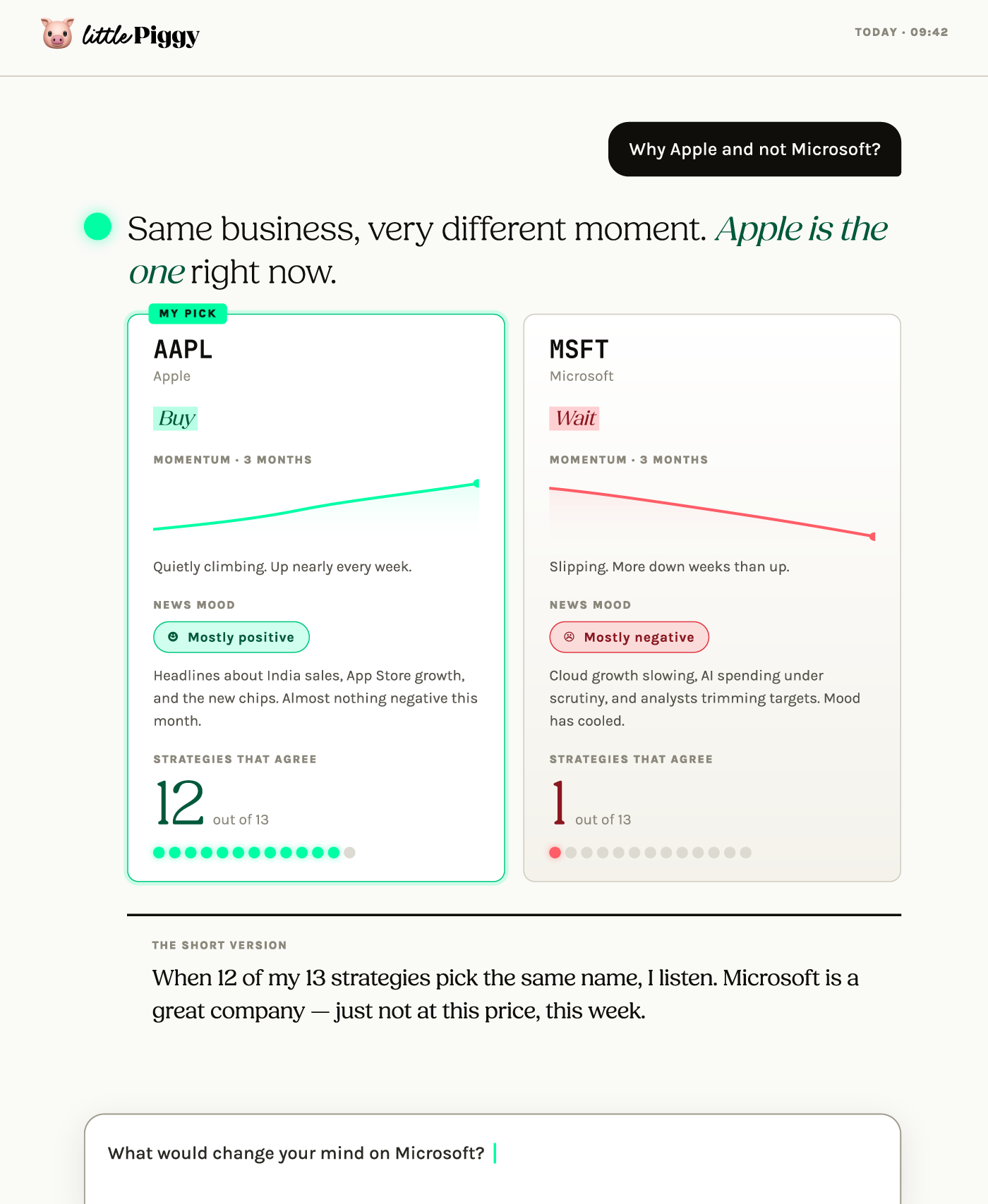 LittlePiggy — Conversational AI investing advisor