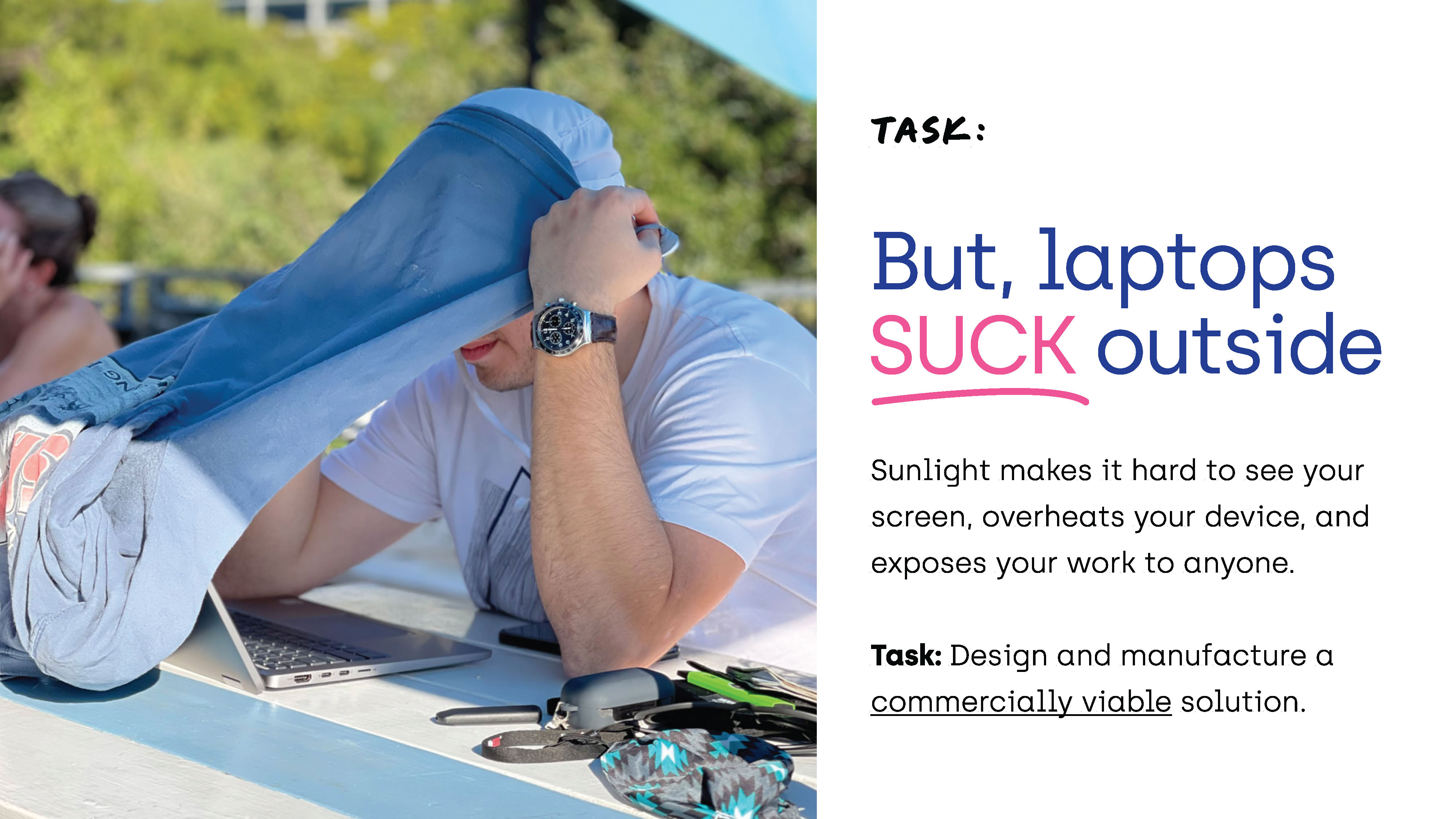 Working outside boosts your mood, but laptops suck outside